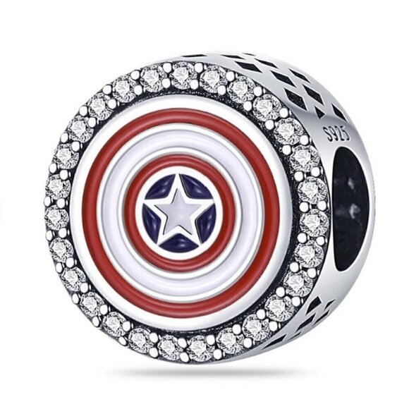 Sterling Silver Captain America The Original Avenger Charm - Picture 2 of 3